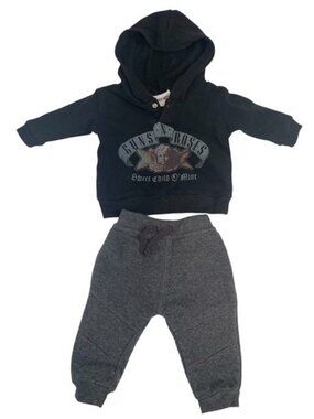 Guns N Roses Baby Outfit Hoodie Sweatpants Set 0-3 Months Rock Band